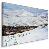 Karo-art Schilderij - Berglandschap met Sneeuw, Premium Print op canvas