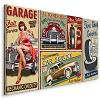 Karo-art Schilderij - Collage van Garage doeken, 5 maten, Premium Print