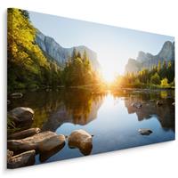 Karo-art Schilderij - Zonsopkomst in de Yosemite Vallei, Premium print