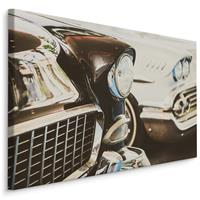 Karo-art Schilderij - Amerikaanse Oldtimer, Bruin/wit, Premium Print