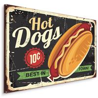 Karo-art Schilderij - Hotdogs, Best in Town, Amerikaanse Reclame, Premium Print