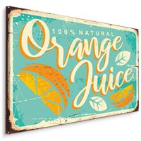 Karo-art Schilderij - reclame uiting, Orange Juice, Retro Bord, Premium Print