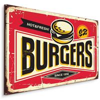 Karo-art Schilderij - Reclame, Burgers, Hot & Fresh, Premium Print