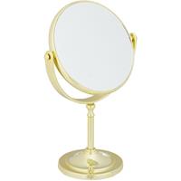 RELAXDAYS Kosmetikspiegel, 2-fache Vergrößerung, Tischspiegel zweiseitig, 360° drehbar, rund, HBT: 27,5x18x10,5 cm, gold