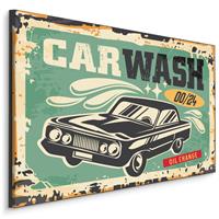 Karo-art Schilderij - Carwash, Reclamebord, 5 maten, Premium Print