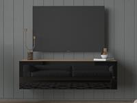 Mobistoxx Tv-meubel KINGSTON 1 klapdeur 105 cm gouden eik/hoogglans zwart