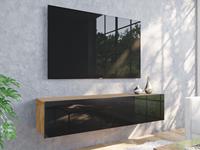 Mobistoxx Tv-meubel KINGSTON 1 klapdeur 140 cm gouden eik/hoogglans zwart