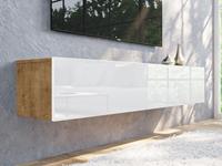Mobistoxx Tv-meubel KINGSTON 1 klapdeur 160 cm gouden eik/hoogglans wit