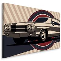 Karo-art Schilderij - Klassieke Muscle Car in retro Stijl, Premium Print