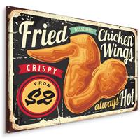 Karo-art Schilderij - Chicken Wings, Reclamebord, Premium Print op Canvas