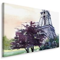 Karo-art Schilderij - Eiffel Toren, Parijs, 5 maten, Print op Canvas