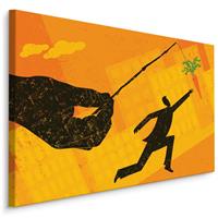 Karo-art Schilderij - Een Wortel achterna rennen, Geel/Oranje, Premium Print