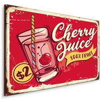 Karo-art Schilderij - Cherry Juice, reclamebord, premium Print
