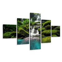 Karo-art Schilderij - Prachtige waterval, 5luik, premium print