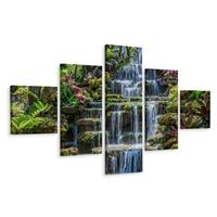 Karo-art Schilderij - Waterval in Thailand, 5luik, premium print