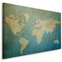 Karo-art Schilderij - Decoratieve wereldkaart, premium Print, 5 maten