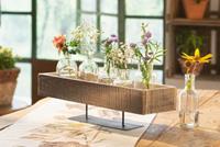 HOME Living Bundle Vase-Deko Set Holzbrett & Vase 7tlg. Vasen bunt