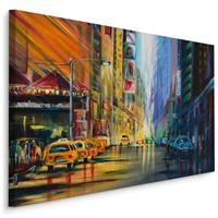 Karo-art Schilderij - New York geschilderd, Premium Print op Canvas