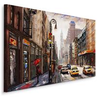 Karo-art Schilderij - Straten van New York City, USA, Premium Print op Canvas