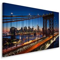 Karo-art Schilderij - Prachtig zicht op de Manhattan Bridge, NYC, Premium Print