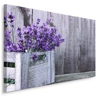 Karo-art Schilderij - Lavendel in houten kist, premium print