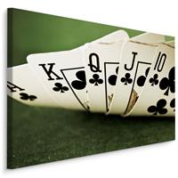 Karo-art Schilderij - Speelkaarten, Royal Flush, Klaveren, Premium Print