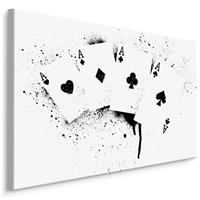 Karo-art Schilderij - Azen in zwart/wit, Speelkaarten, Premium Print