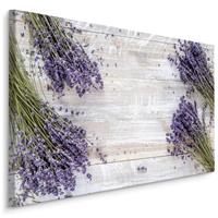 Karo-art Schilderij - Lavendel op Tafel, Premium Print op Canvas