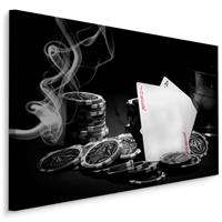 Karo-art Schilderij - Poker Set, Speelkaarten, zwart/wit/rood, Premium Print