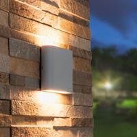 Hofronic Dimbare LED Wandlamp Dallas S grijs 6 Watt 3000K Up & Down light IP54 spatwaterbestendig 3 jaar garantie