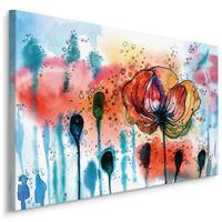 Karo-art Schilderij - Klaprozen in waterverf (print op canvas), premium print