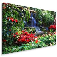 Karo-art Schilderij - Waterval in tropische tuin, premium print