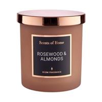Butlers SCENTS OF HOME Duftkerze Rosewood & Almond mit Sojawachs Duftkerzen braun/gold