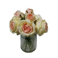 HTI-Living Rosen in Vase Kunstblume Flora rosa/weiß