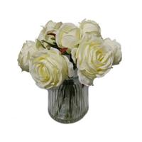 HTI-Living Rosen in Vase Kunstblume Flora weiß