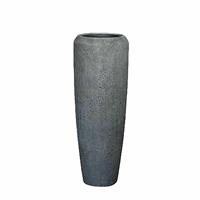 Gartentraum.de XXL Pflanzvase aus Polystone mit Einsatz - Grau - Zola / 97x34cm (HxDm) / mit Wasserstandsanzeiger