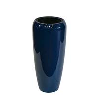Gartentraum.de Moderne Pflanzvase für draußen - blau glänzend - Polystone - Montecasaro / 75x34cm (HxDm)
