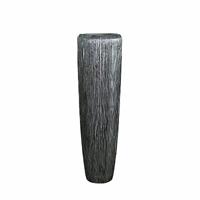 Gartentraum.de XXL Pflanzvase aus Polystone - Indoor - Silber - Mit Einsatz - Awate / 117x34cm (HxDm) / ohne Wasserstandsanzeiger