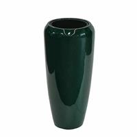 Gartentraum.de Moderne Pflanzvase für draußen - grün glänzend - Polystone - Montelupone / 75x34cm (HxDm)