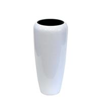 Gartentraum.de Moderne Pflanzvase für draußen - weiß glänzend - Polystone - Visso / 75x34cm (HxDm)