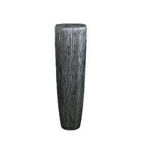 Gartentraum.de XXL Pflanzvase aus Polystone - Indoor - Silber - Mit Einsatz - Awate / 117x34cm (HxDm) / mit Wasserstandsanzeiger