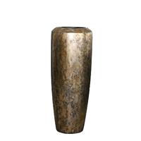 Gartentraum.de Runde XXL Vase mit Einsatz aus Polystone - Indoor - Gold - Bulelani / 117x46xm (HxDm) / mit Wasserstandsanzeiger