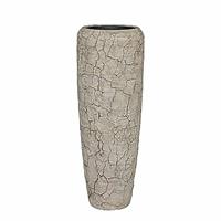 Gartentraum.de XXL Indoor Pflanzvase mit Einsatz aus Polystone - Braun - Rund - Broken-Optik - Rafiki / 97x34cm (HxDm) / ohne Wasserstandsanzeiger