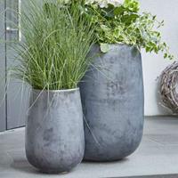 Gartentraum.de Outdoor Vase 2er Set - Keramik - anthrazit matt - Untario