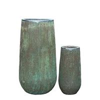 Gartentraum.de Outdoor Blumenvase 2er Set - antikes Design - Alunzio