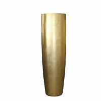 Gartentraum.de Goldene XXL Indoor Pflanzvase aus Polystone - Glatt - Rund - Mit Einsatz - Kasim / 185x55cm (HxDm) / ohne Wasserstandsanzeiger