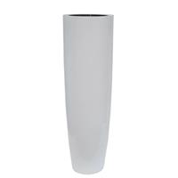 Gartentraum.de XXL Pflanzvase für drinnen & draußen - Polystone - weiß glänzend - Gradara / 185x55cm (HxDm)