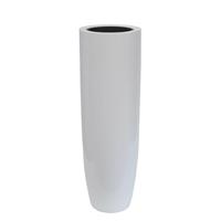 Gartentraum.de XXL Pflanzvase für drinnen & draußen - Polystone - weiß glänzend - Gradara / 150x48cm (HxDm)