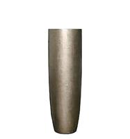 Gartentraum.de Indoor Pflanzvase aus Polystone - Bronze - Mit Einsatz - Rund - Teodros / 150x48cm (HxDm) / ohne Wasserstandsanzeiger