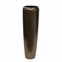 Gartentraum.de XXL Indoor Vase mit Einsatz - Polystone - Bronze - Rund - Amanuel / 117x34cm (HxDm) / mit Wasserstandsanzeiger